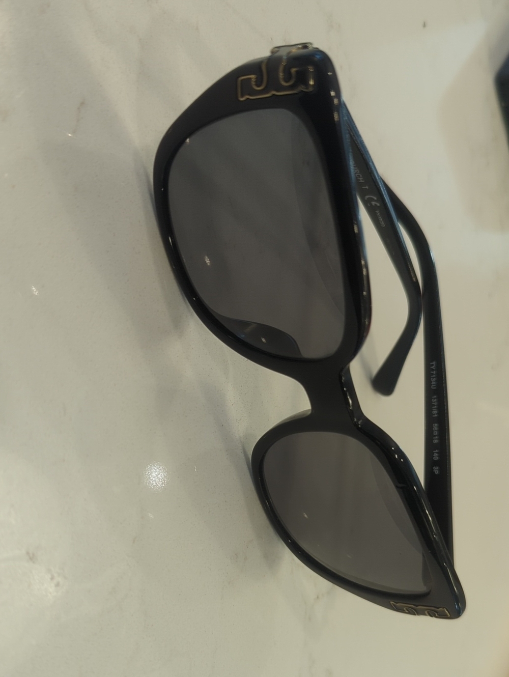 Black Tory Burch Cat-Eye Sunglasses with Gold Accent
